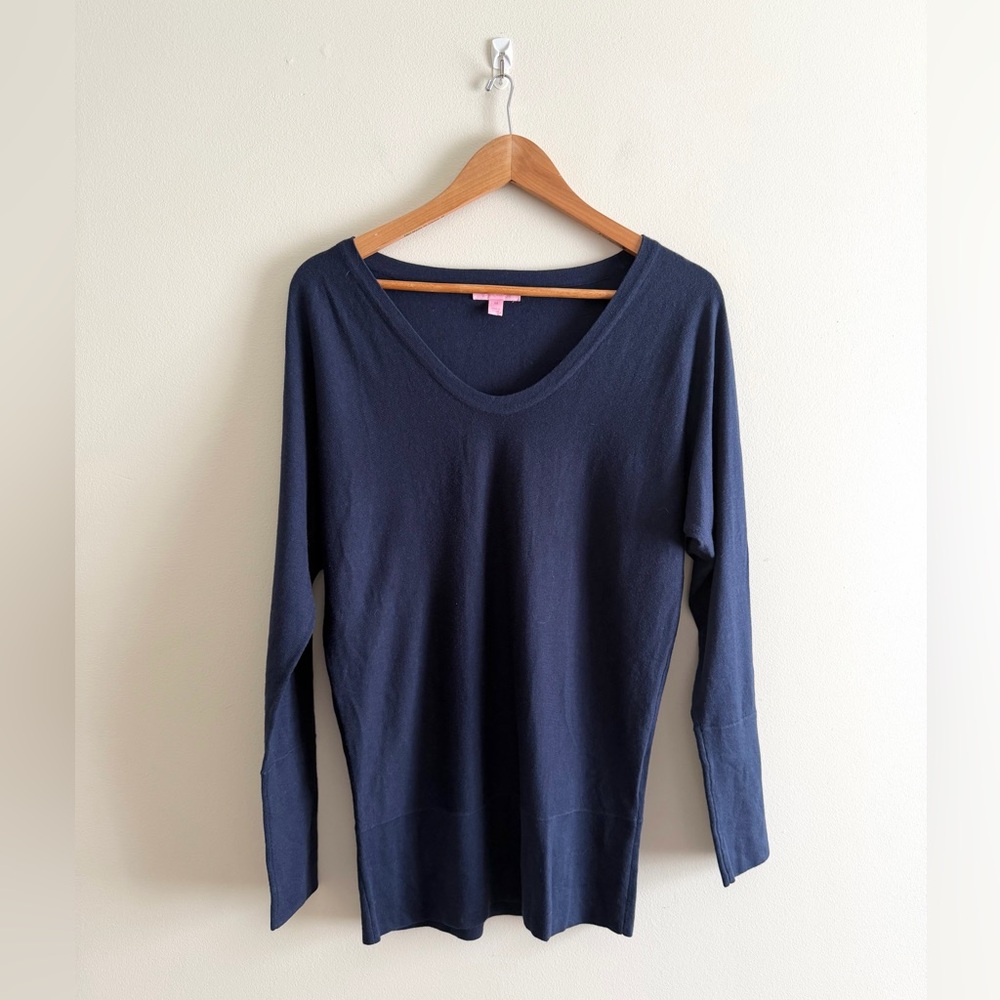 Lilly Pulitzer Silk Blend Navy Blue Sweater (Size M)